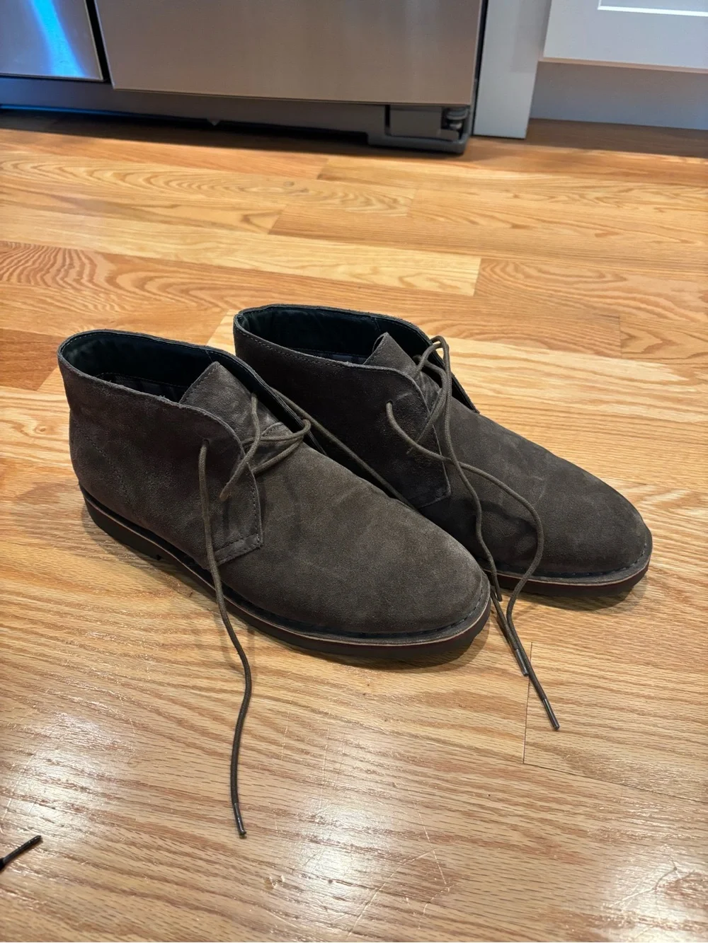 Men's Propet Dark Gray Suede Desert Boots - Classic Lace-Up Size 12